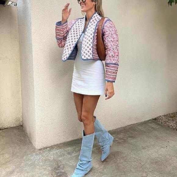 FindThy Women’s Vintage Floral Print Puffer Jacket (Women Size Small) - Picture 4 of 8